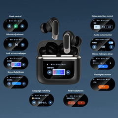 Glassology Vibez X-Pro Wireless Earbuds – Touch Display Smart Case, 6-Mic Noise Cancellation, Bluetooth 5.3, Immersive Sound, Black – GTWXP