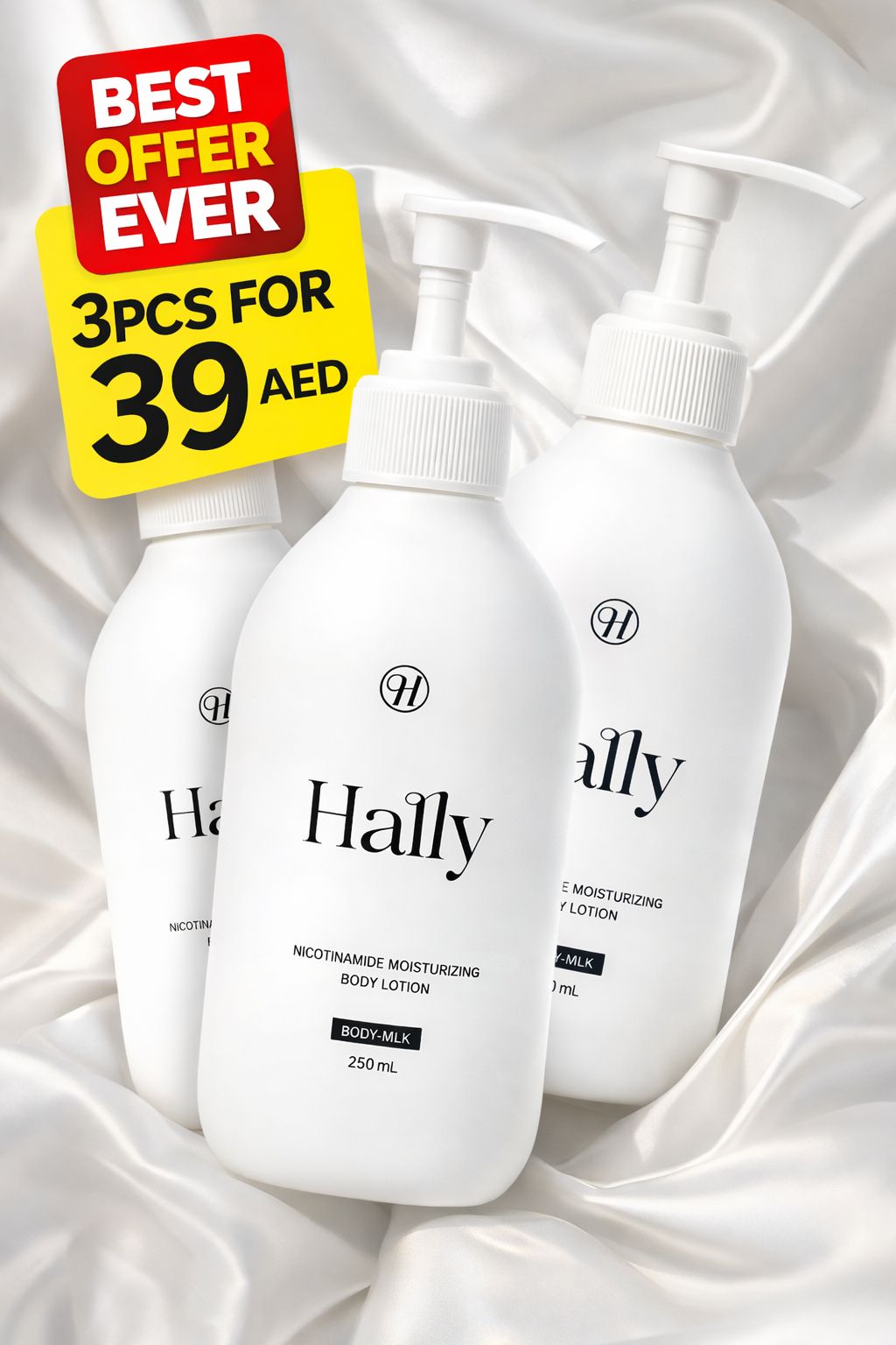 HALLY NICOTINAMIDE MOISTURIZING
BODY MILK LOTION 250ml - 3Pcs Promo