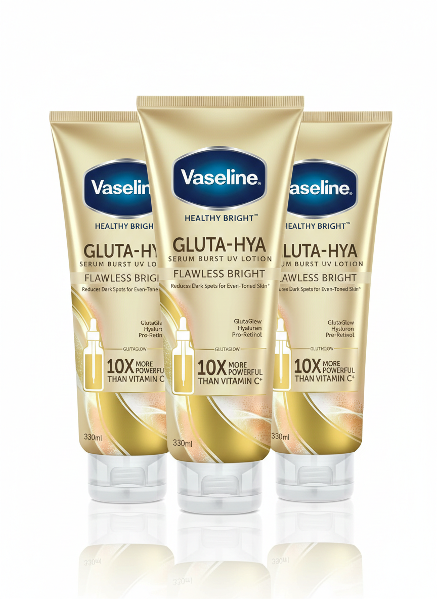 Vaseline Gluta-Hya Flawless Bright Body Lotion (330 ml) | 3-Pcs Promo